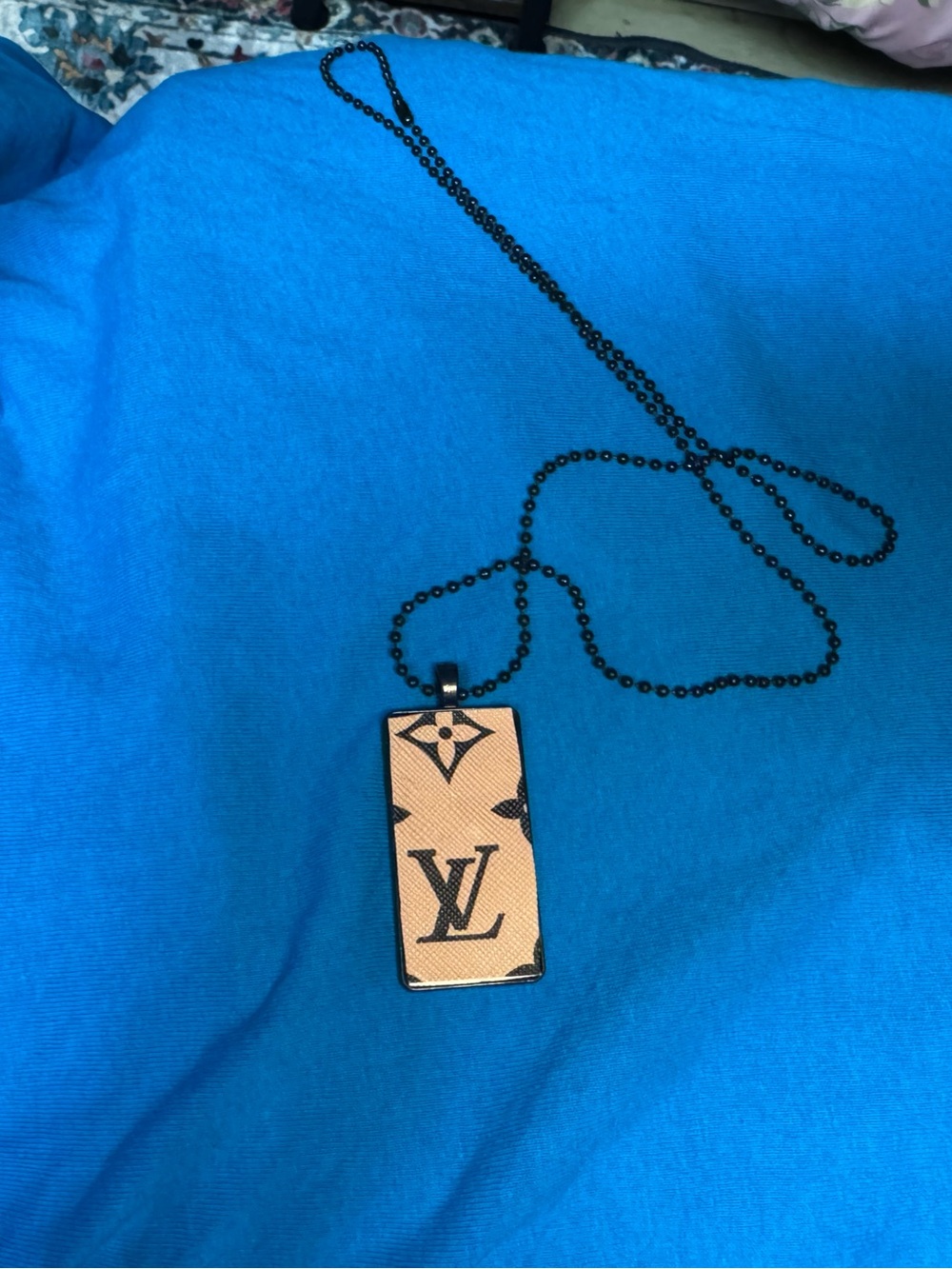Brown Monogram Rectangle Dog Tag Necklace - Luxury Designer Style
